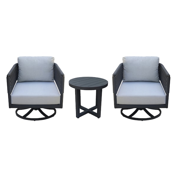 International Concepts Outdoor 3 Piece Patio Furniture Set with an End Table and 2 Swivel Rocking Chairs KODOT-12RE-201SW-2 - main
